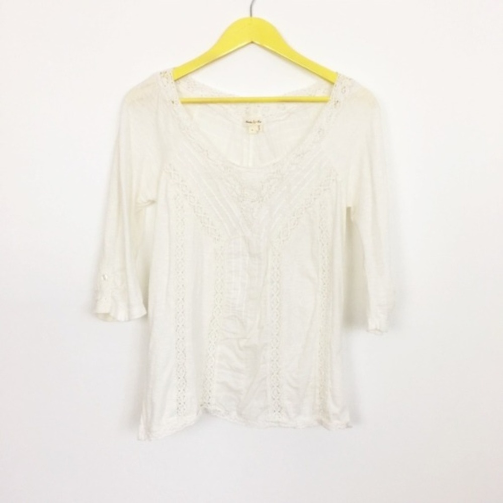 White Anthropologie L/M Meadow Rue Sweet Crochet